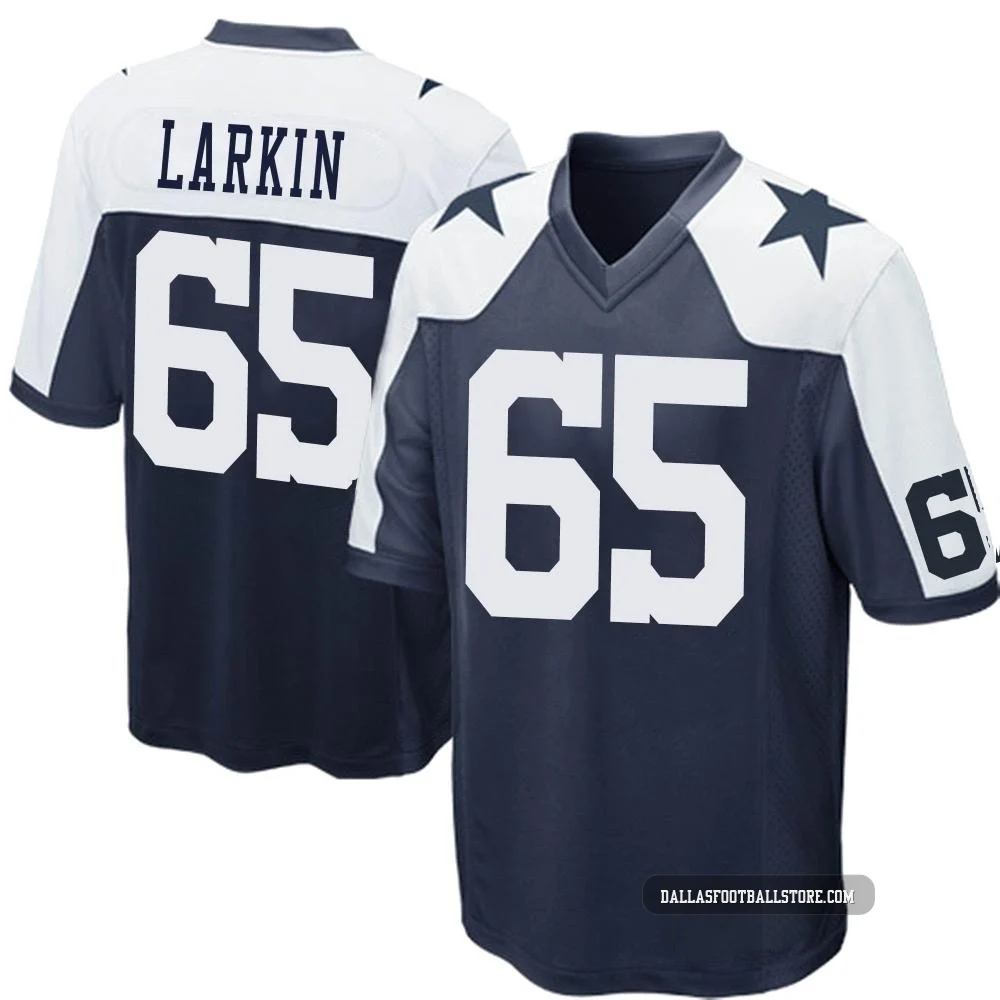 Austin Larkin Dallas Cowboys ＃65 Game Men's Navy Blue Throwback Jersey