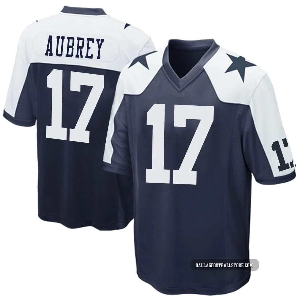 Brandon Aubrey Dallas Cowboys ＃17 Game Men's Navy Blue Throwback Jersey