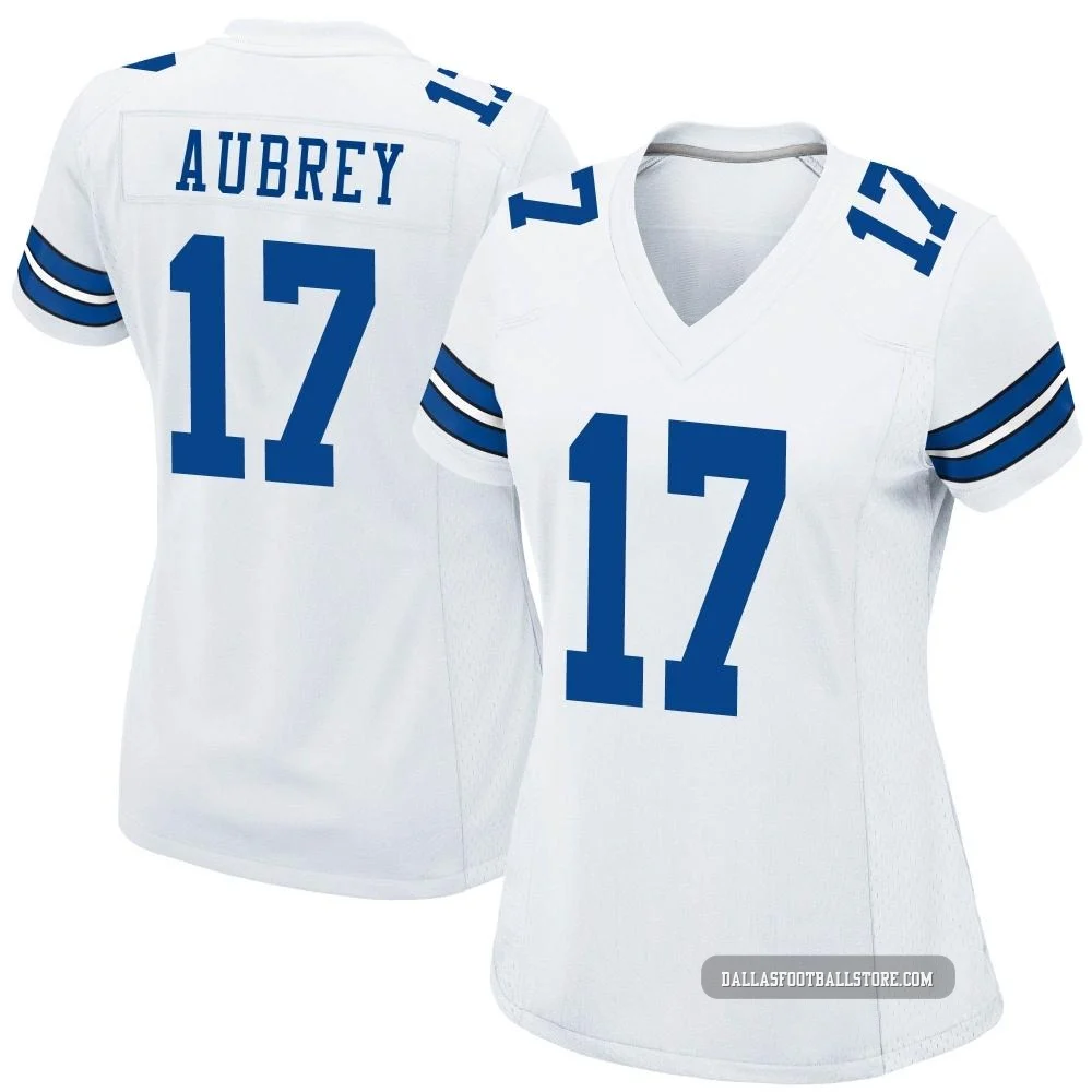 Brandon Aubrey Dallas Cowboys ＃17 Game Women's White Jersey