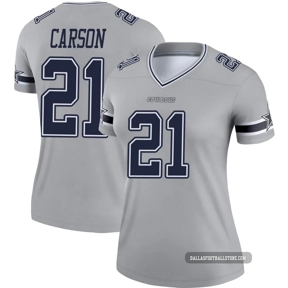 Caelen Carson Dallas Cowboys ＃21 Legend Women's Gray Inverted Jersey