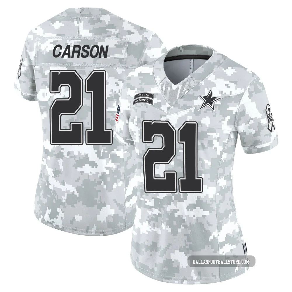 Caelen Carson Dallas Cowboys ＃21 Limited Women's Arctic Camo 2024 Salute to Service Jersey