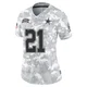 Caelen Carson Dallas Cowboys ＃21 Limited Women's Arctic Camo 2024 Salute to Service Jersey