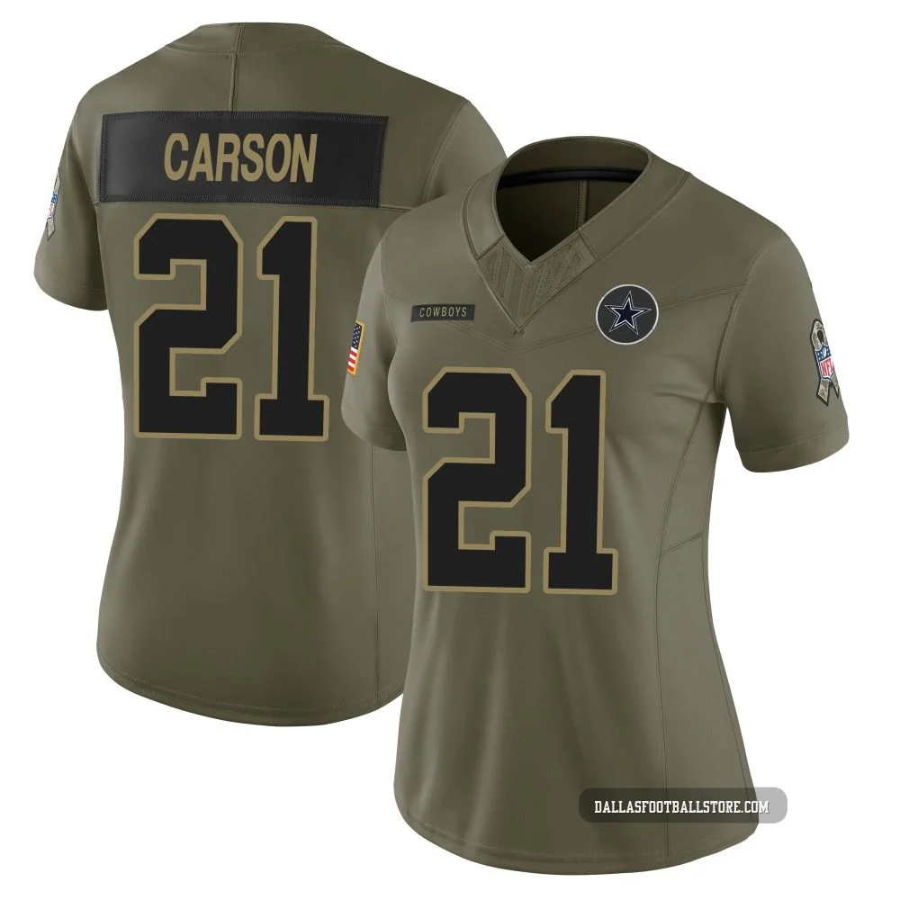 Caelen Carson Dallas Cowboys ＃21 Limited Women's Olive 2025 Salute to Service Jersey