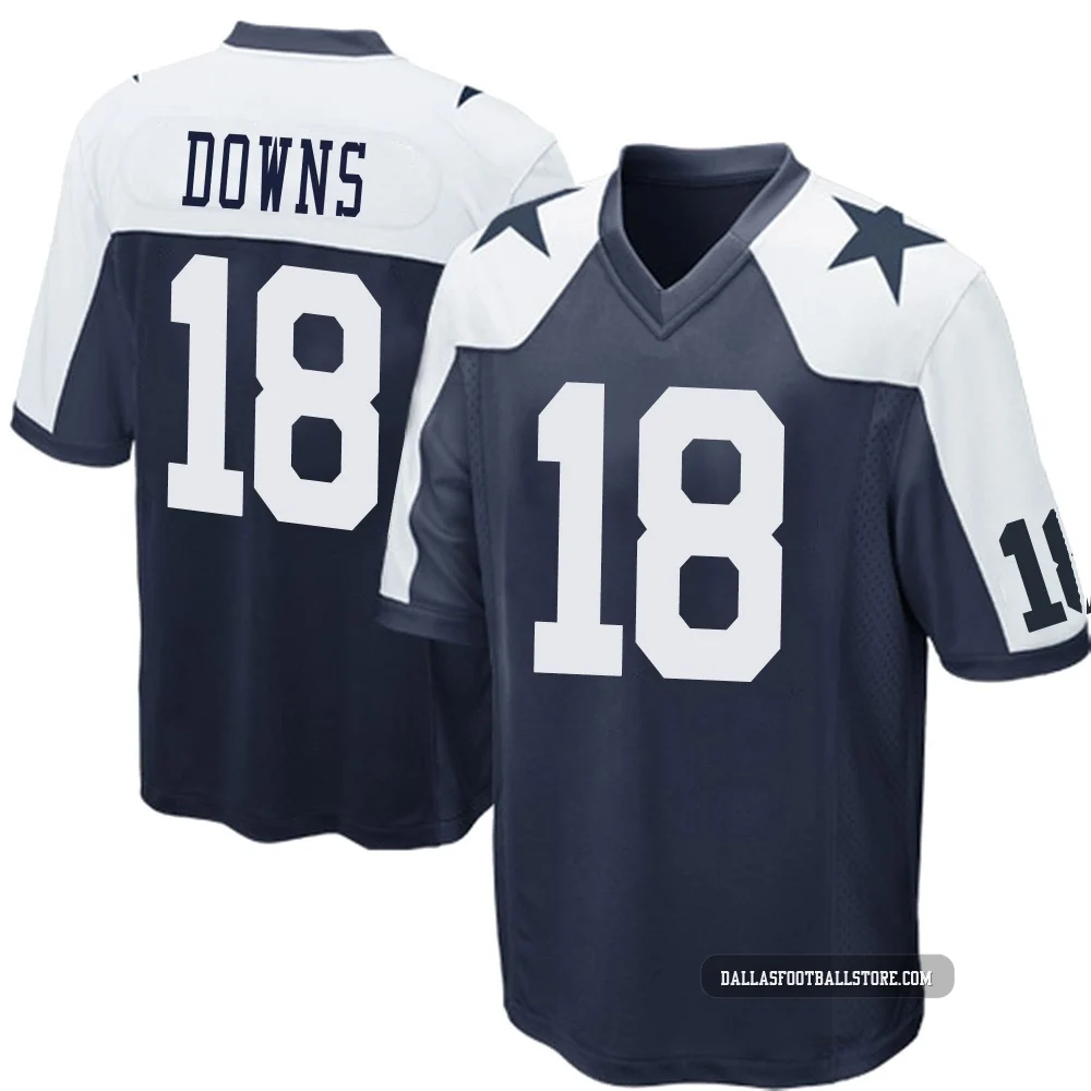 Caleb Downs Dallas Cowboys ＃18 Game Youth Navy Blue Throwback Jersey