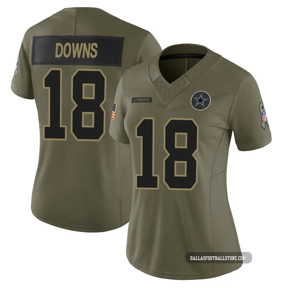 Caleb Downs Dallas Cowboys ＃18 Limited Women's Olive 2025 Salute to Service Jersey