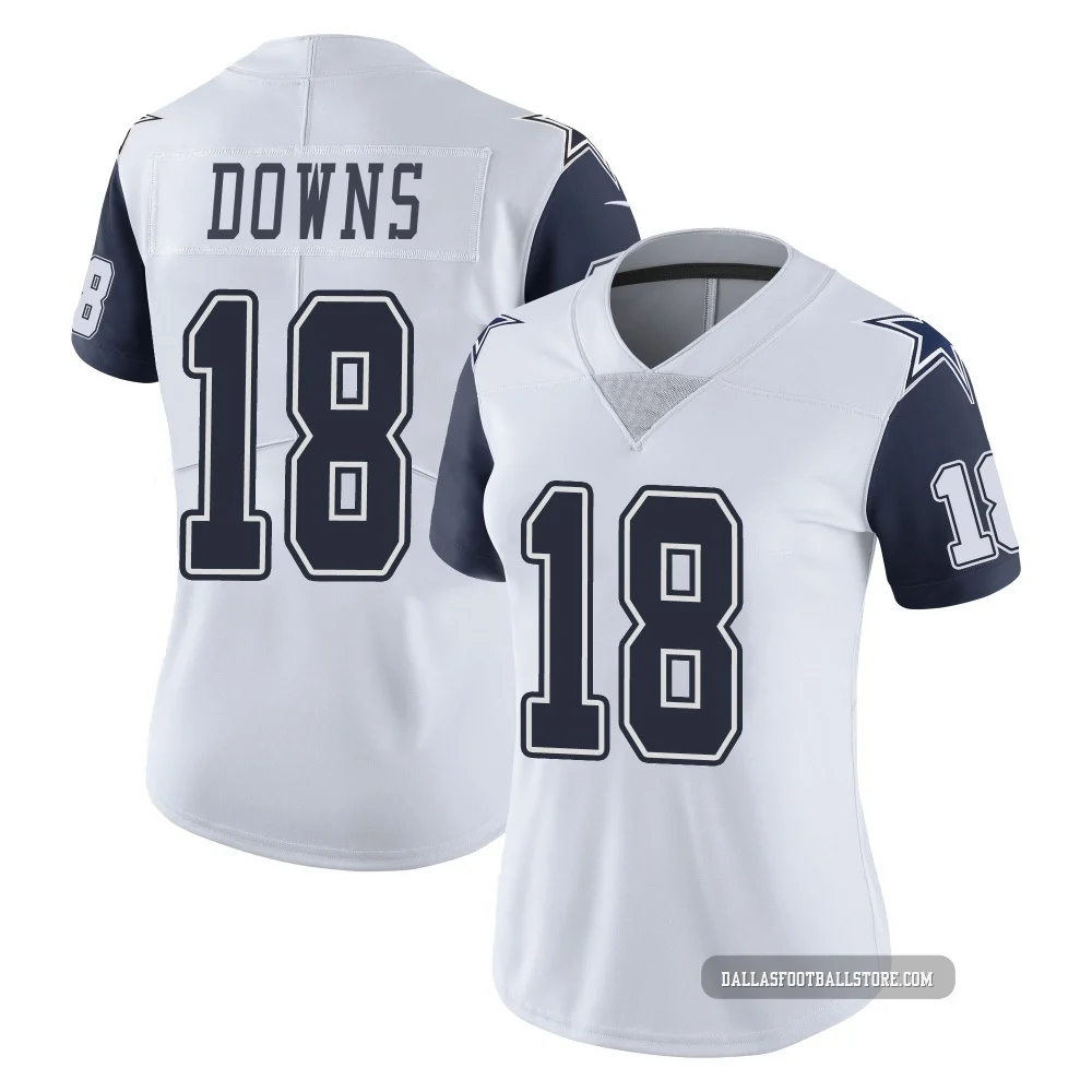 Caleb Downs Dallas Cowboys ＃18 Limited Women's White Color Rush Vapor Untouchable Jersey