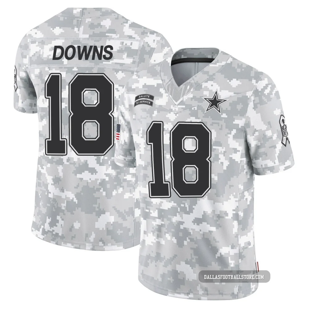 Caleb Downs Dallas Cowboys ＃18 Limited Youth Arctic Camo 2024 Salute to Service Jersey