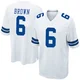Camden Brown Dallas Cowboys ＃6 Game Men's White Jersey
