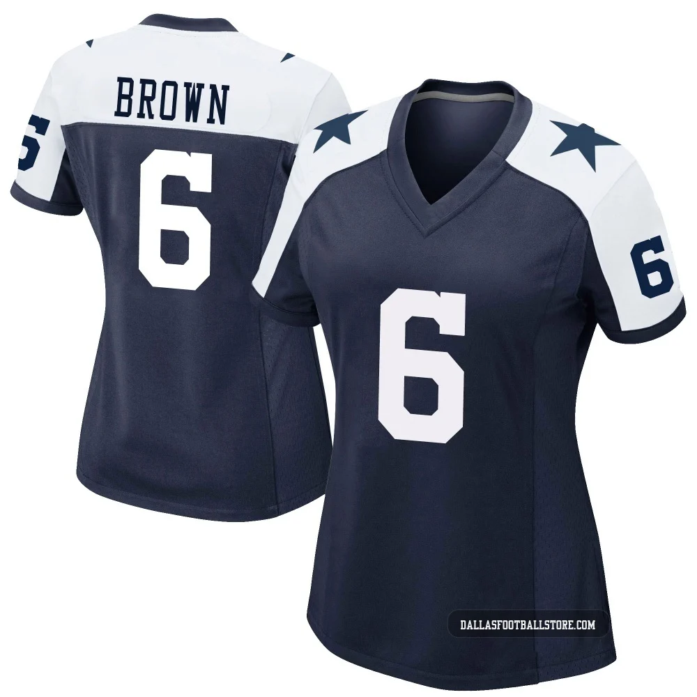 Camden Brown Dallas Cowboys ＃6 Game Women's Navy Alternate Jersey