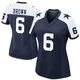 Camden Brown Dallas Cowboys ＃6 Game Women's Navy Alternate Jersey