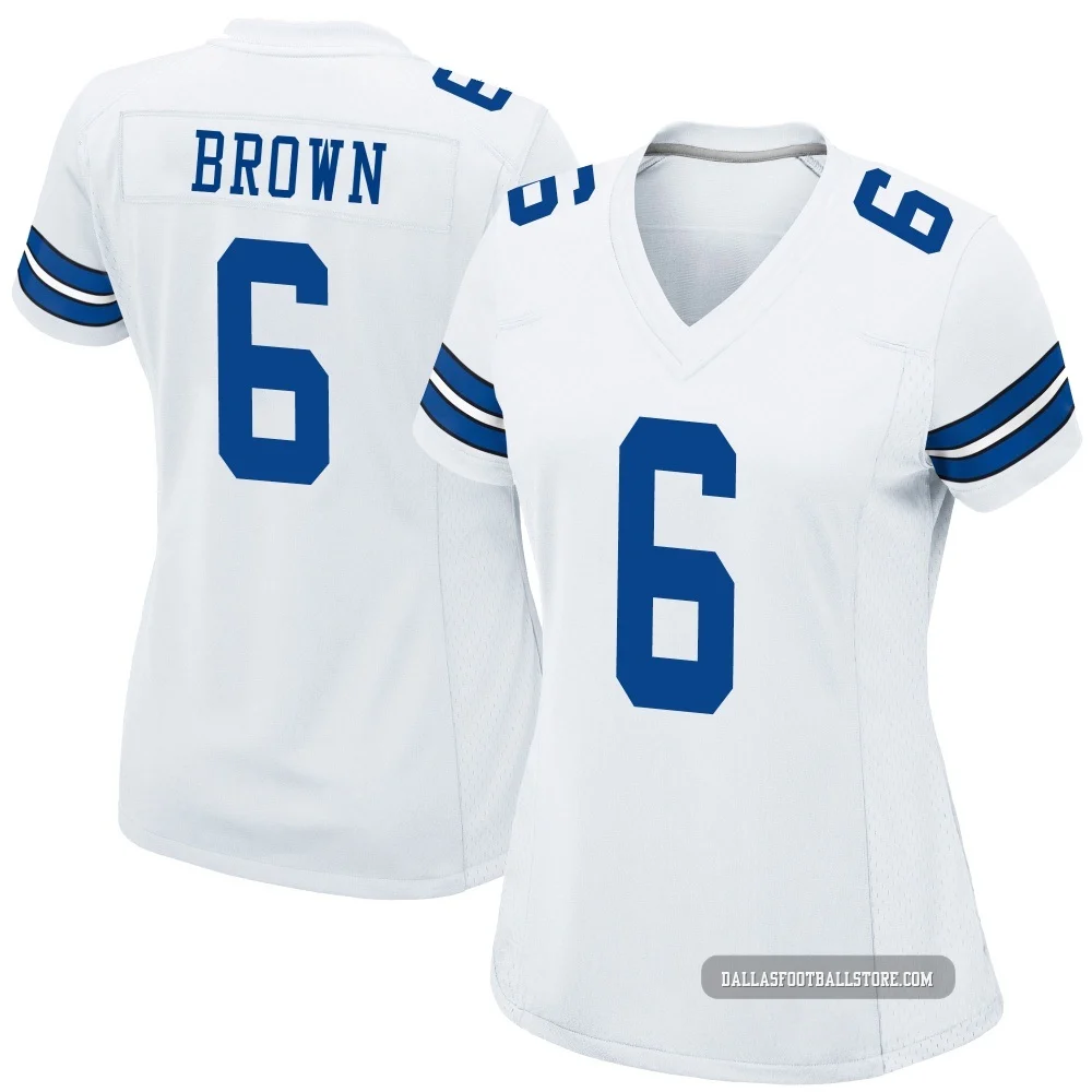 Camden Brown Dallas Cowboys ＃6 Game Women's White Jersey