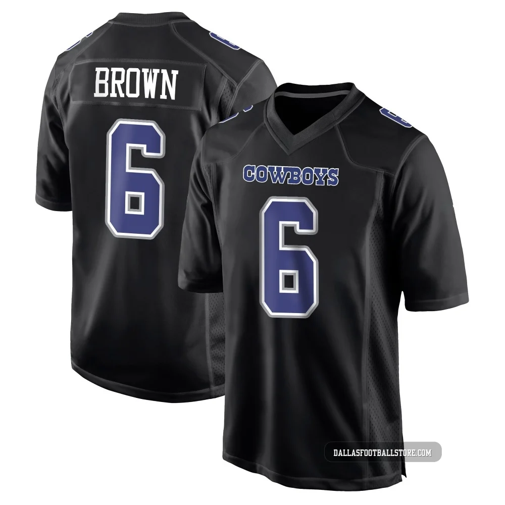 Camden Brown Dallas Cowboys ＃6 Game Youth Black Carbon Fashion Jersey