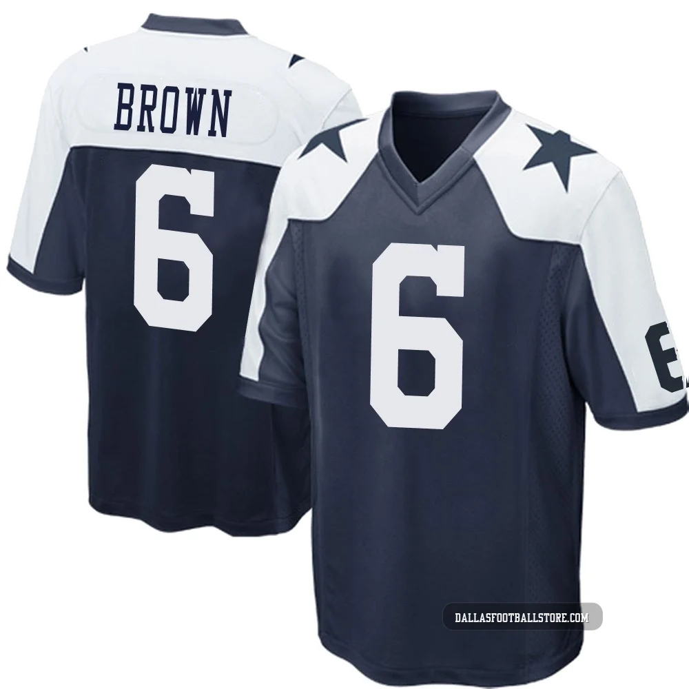 Camden Brown Dallas Cowboys ＃6 Game Youth Navy Blue Throwback Jersey