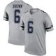 Camden Brown Dallas Cowboys ＃6 Legend Men's Gray Inverted Jersey