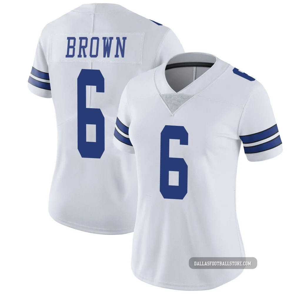 Camden Brown Dallas Cowboys ＃6 Limited Women's White Vapor Untouchable Jersey