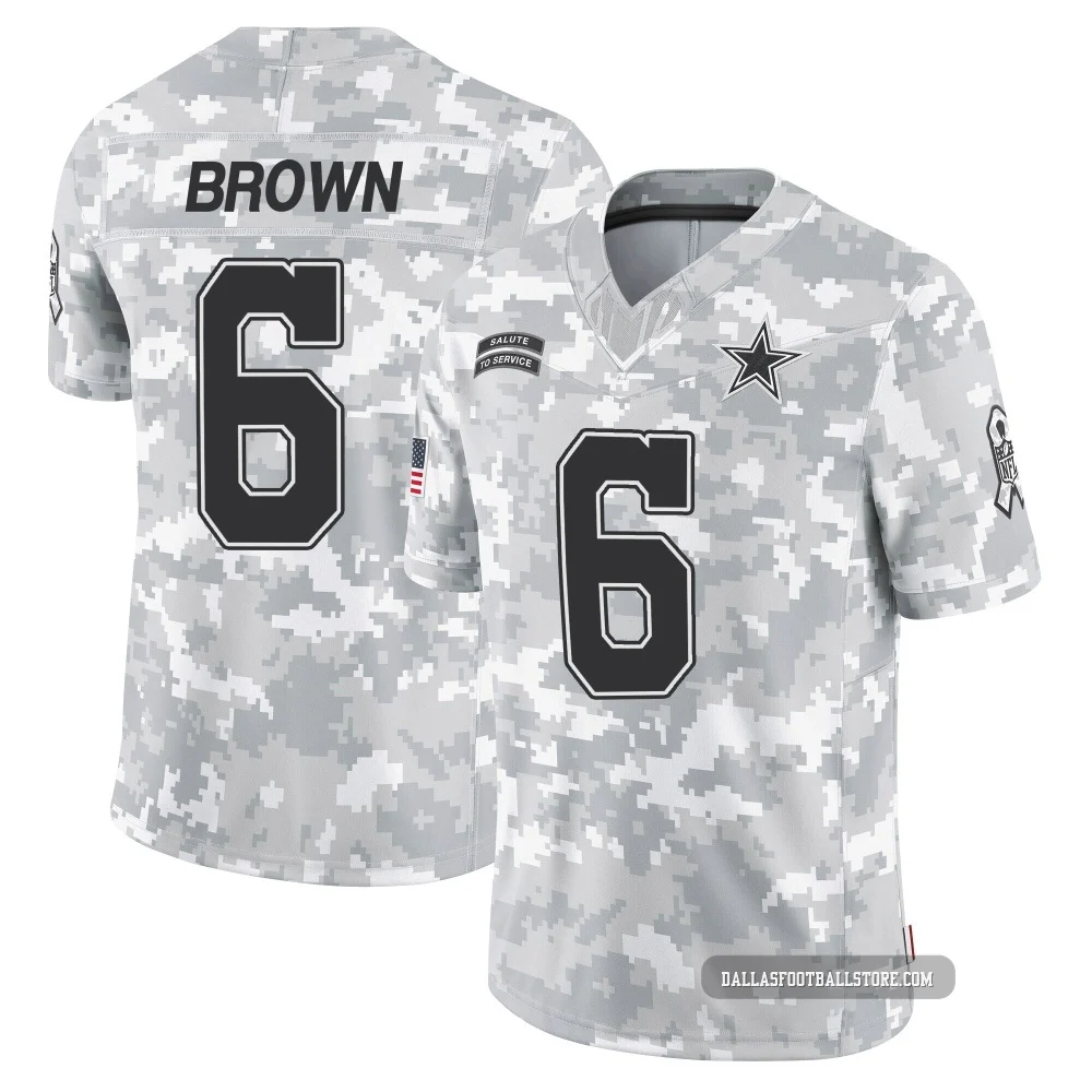 Camden Brown Dallas Cowboys ＃6 Limited Youth Arctic Camo 2024 Salute to Service Jersey