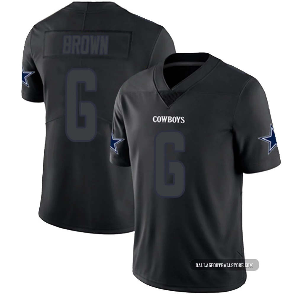 Camden Brown Dallas Cowboys ＃6 Limited Youth Black Impact Jersey