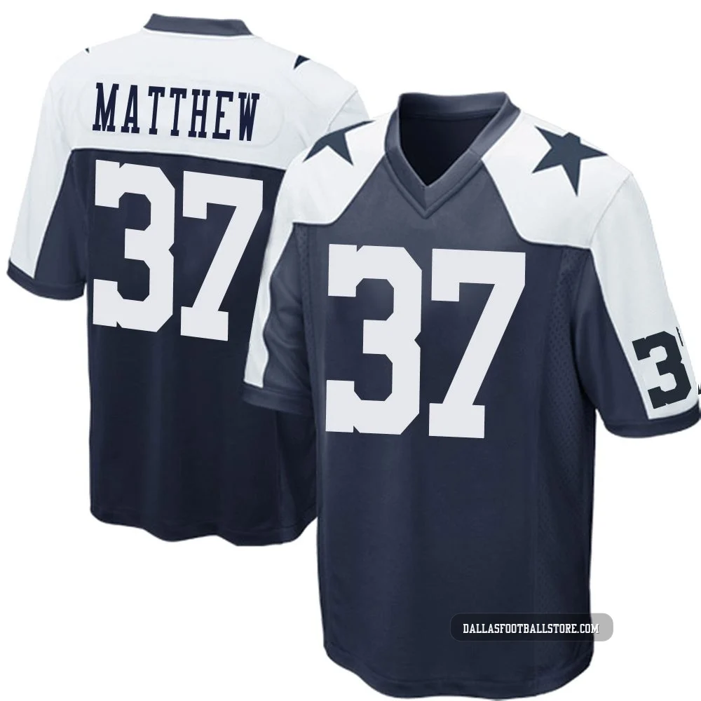 Christian Matthew Dallas Cowboys ＃37 Game Men's Navy Blue Throwback Jersey