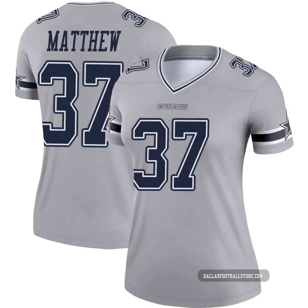 Christian Matthew Dallas Cowboys ＃37 Legend Women's Gray Inverted Jersey