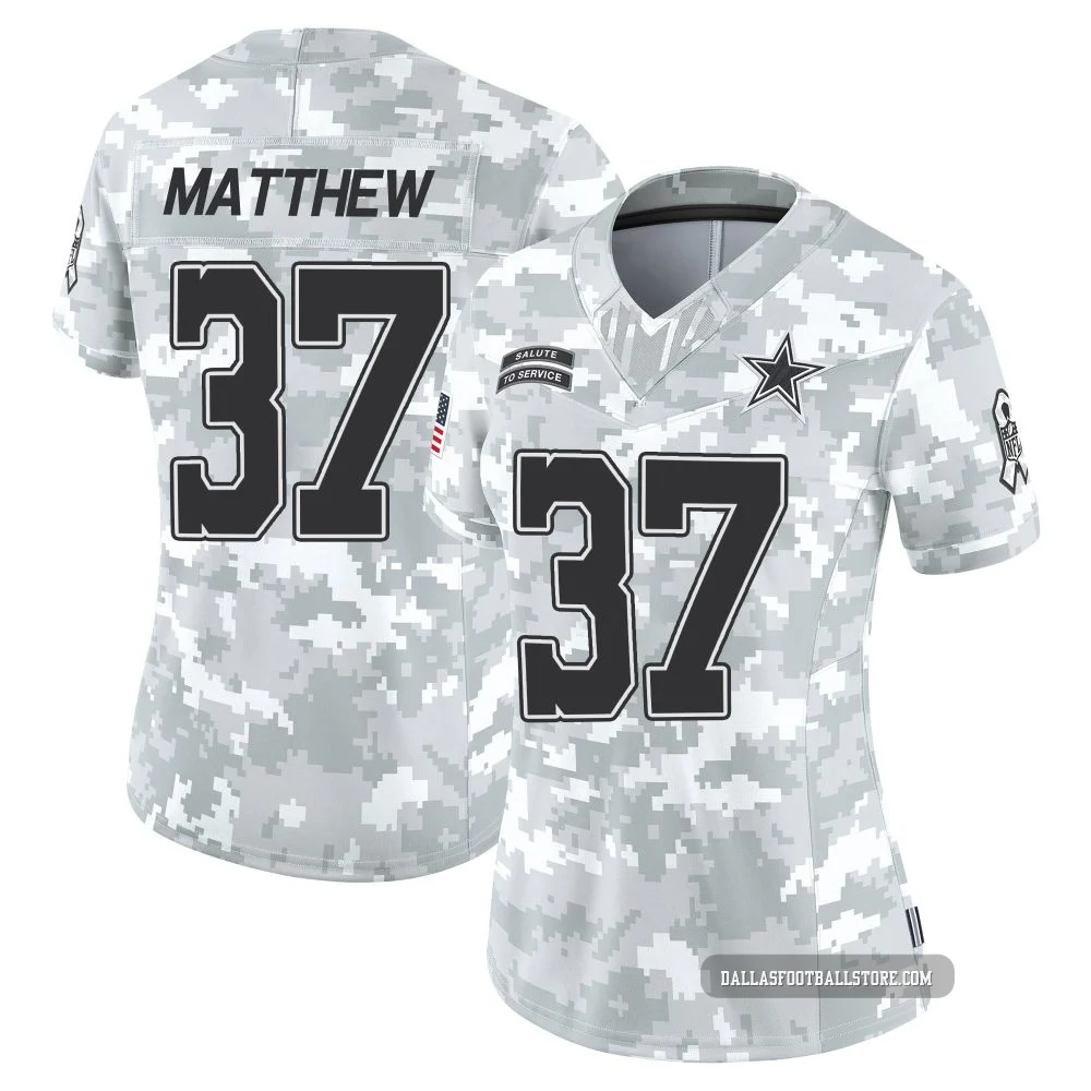 Christian Matthew Dallas Cowboys ＃37 Limited Women's Arctic Camo 2024 Salute to Service Jersey
