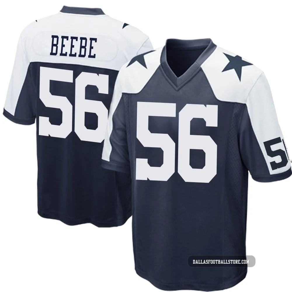 Cooper Beebe Dallas Cowboys ＃56 Game Men's Navy Blue Throwback Jersey