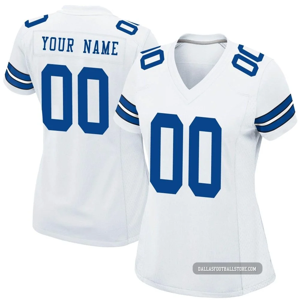 Custom Dallas Cowboys ＃00 Game Women's White Jersey