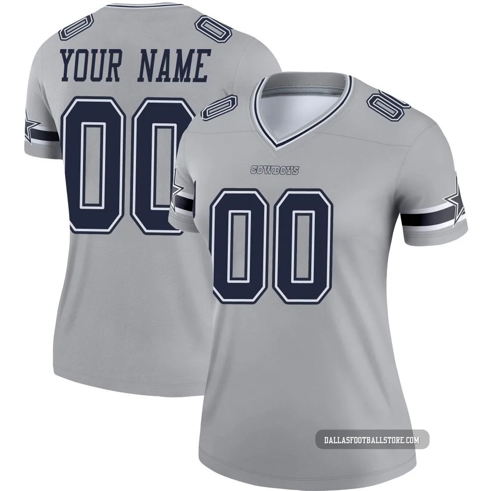 Custom Dallas Cowboys ＃00 Legend Women's Gray Inverted Jersey