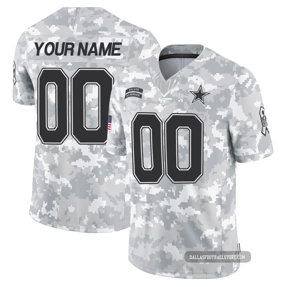 Custom Dallas Cowboys ＃00 Limited Men's Arctic Camo 2024 Salute to Service Jersey