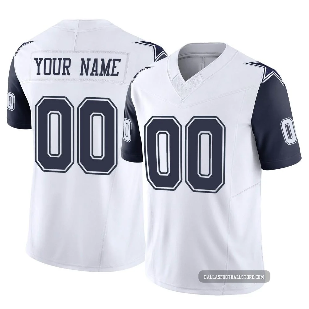 Custom Dallas Cowboys ＃00 Limited Men's White 2nd Alternate Vapor F.U.S.E. Jersey