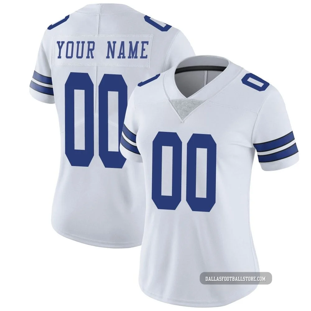 Custom Dallas Cowboys ＃00 Limited Women's White Vapor Untouchable Jersey