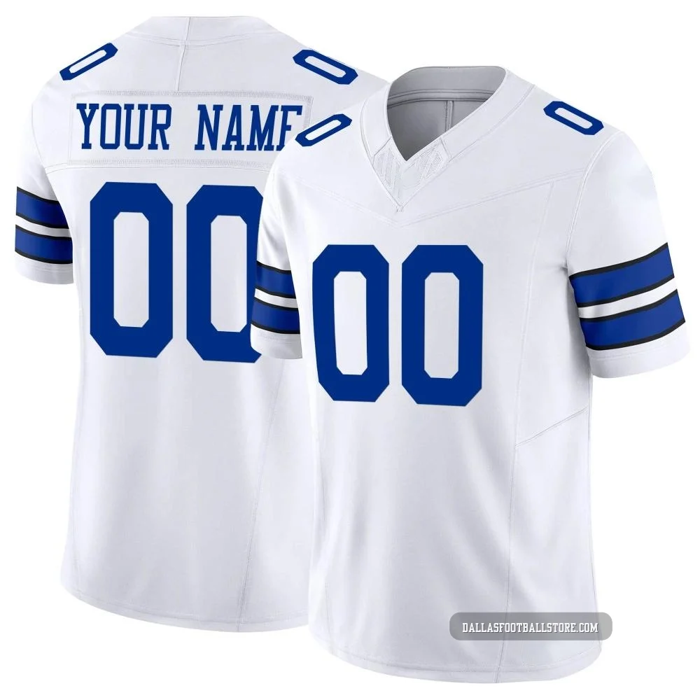 Custom Dallas Cowboys ＃00 Limited Youth White Vapor F.U.S.E. Jersey