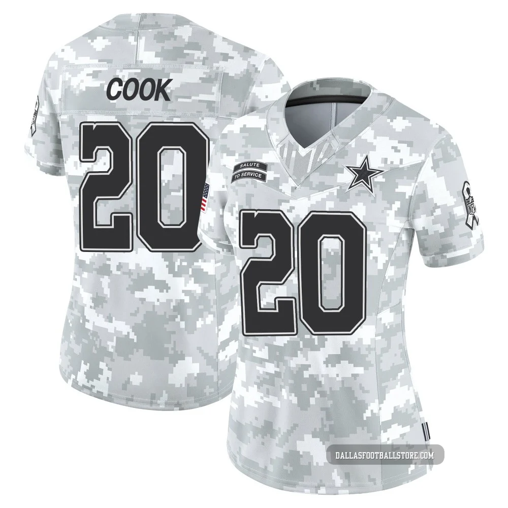 Dalvin Cook Dallas Cowboys ＃20 Limited Women's Arctic Camo 2024 Salute to Service Jersey