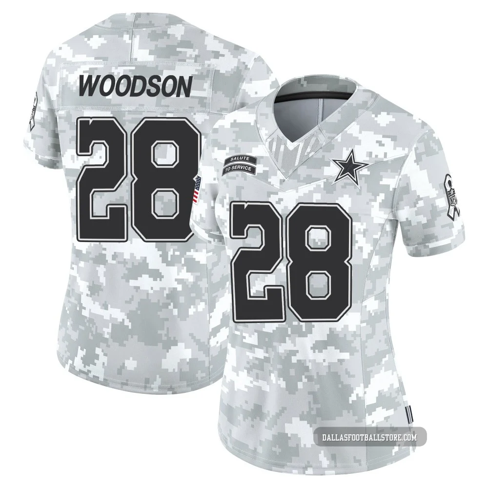 Darren Woodson Dallas Cowboys ＃28 Limited Women's Arctic Camo 2024 Salute to Service Jersey