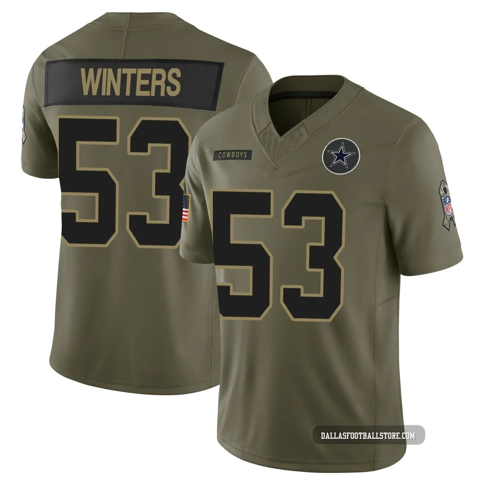 Dee Winters Dallas Cowboys ＃53 Limited Men's Olive 2025 Salute to Service Jersey