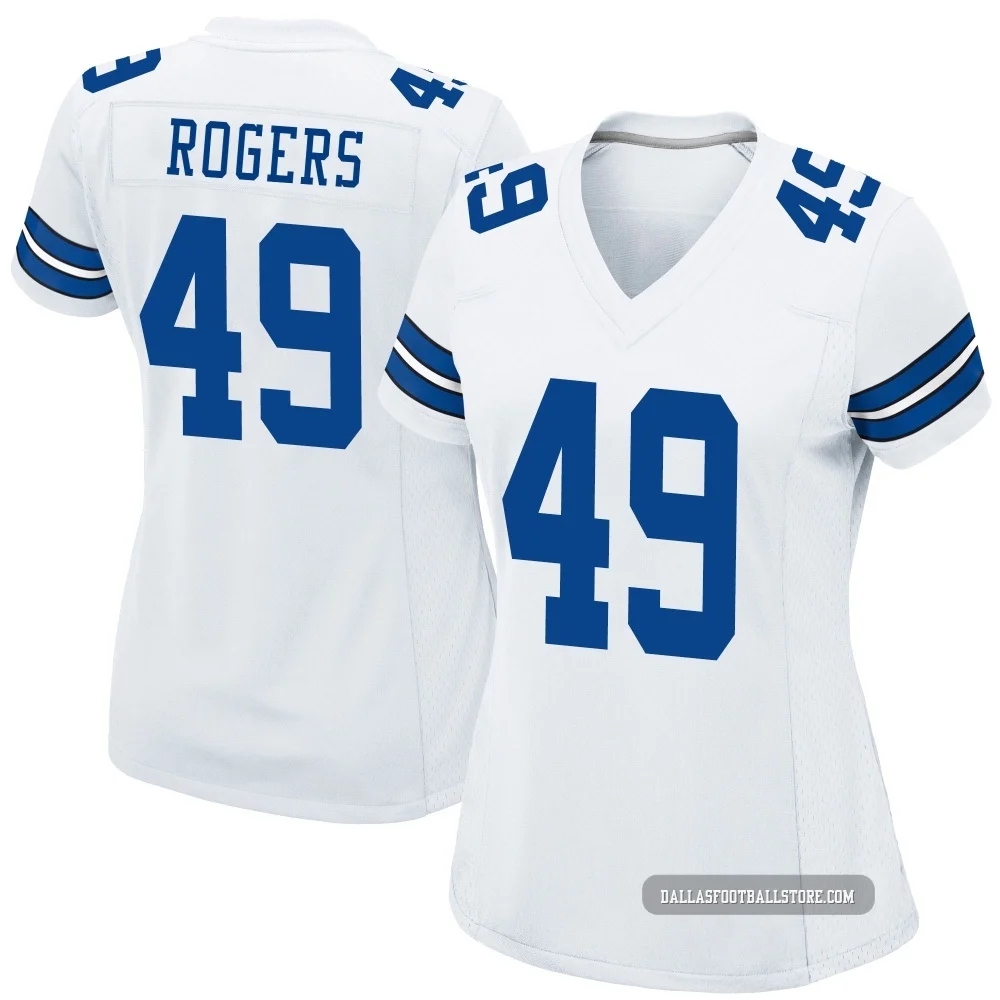 DJ Rogers Dallas Cowboys ＃49 Game Women's White Jersey