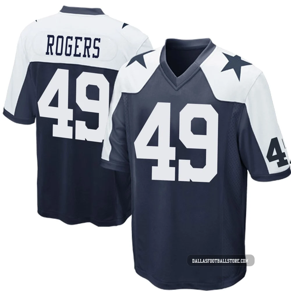 DJ Rogers Dallas Cowboys ＃49 Game Youth Navy Blue Throwback Jersey