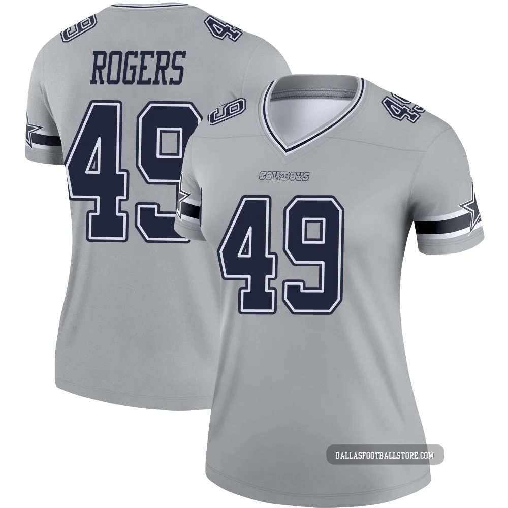 DJ Rogers Dallas Cowboys ＃49 Legend Women's Gray Inverted Jersey