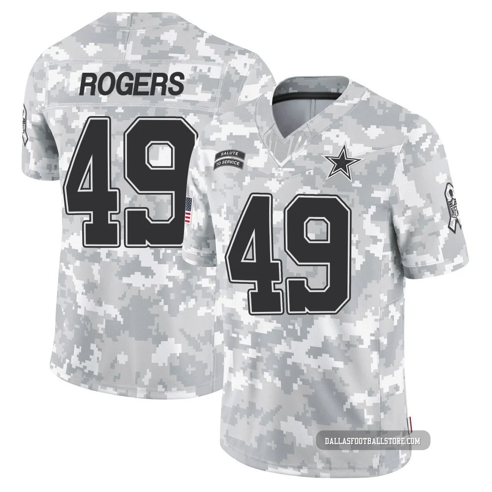 DJ Rogers Dallas Cowboys ＃49 Limited Men's Arctic Camo 2024 Salute to Service Jersey
