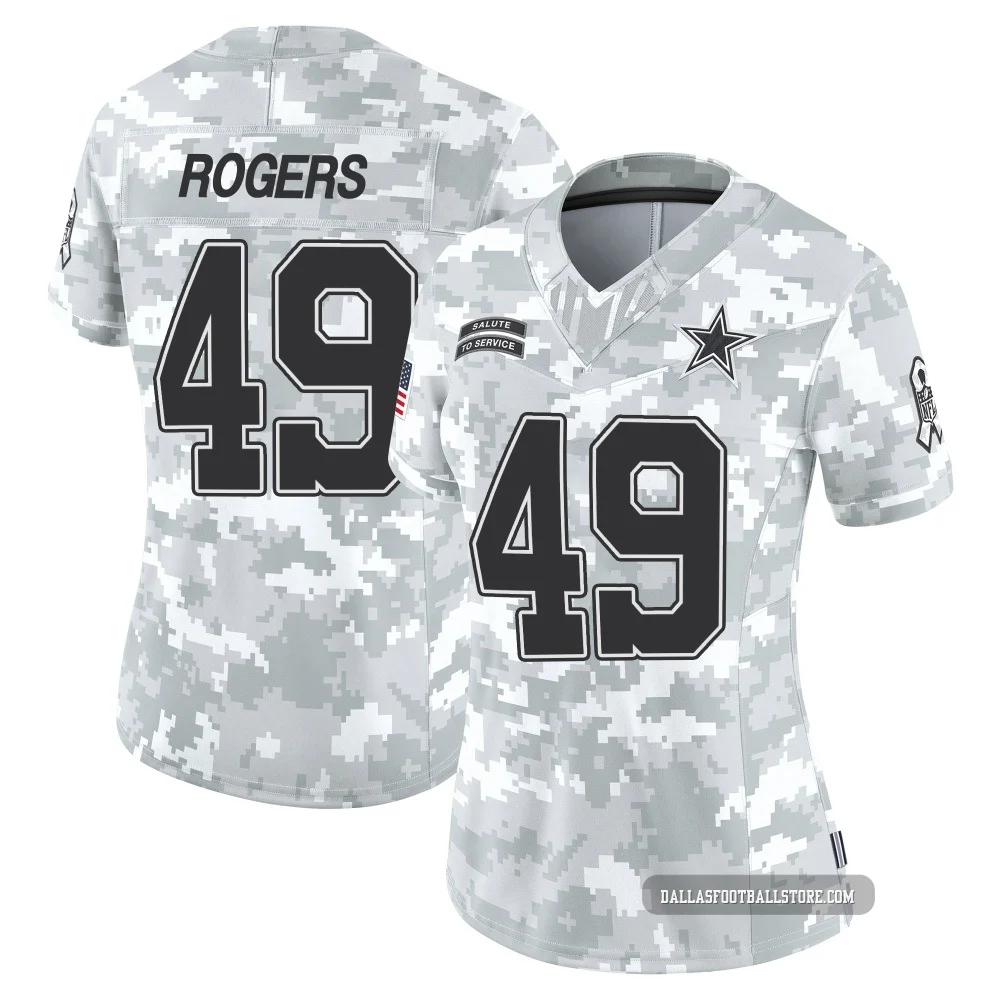 DJ Rogers Dallas Cowboys ＃49 Limited Women's Arctic Camo 2024 Salute to Service Jersey