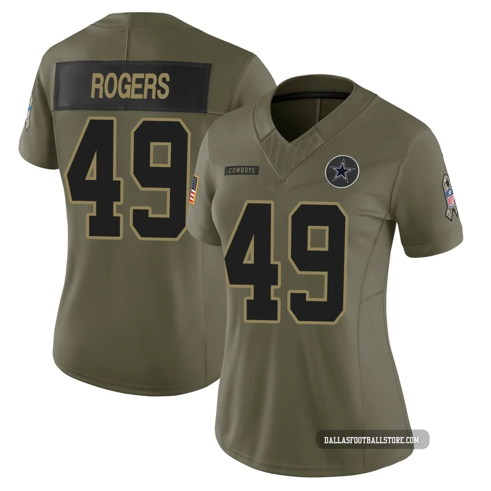 DJ Rogers Dallas Cowboys ＃49 Limited Women's Olive 2025 Salute to Service Jersey