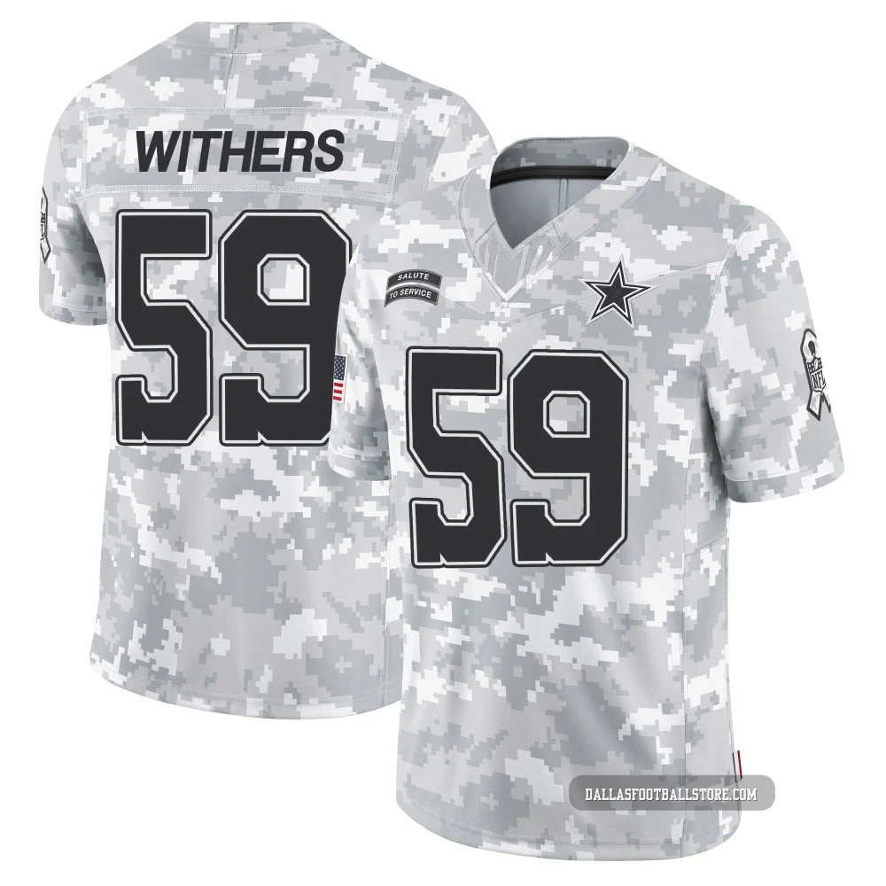 D.J. Withers Dallas Cowboys ＃59 Limited Youth Arctic Camo 2024 Salute to Service Jersey