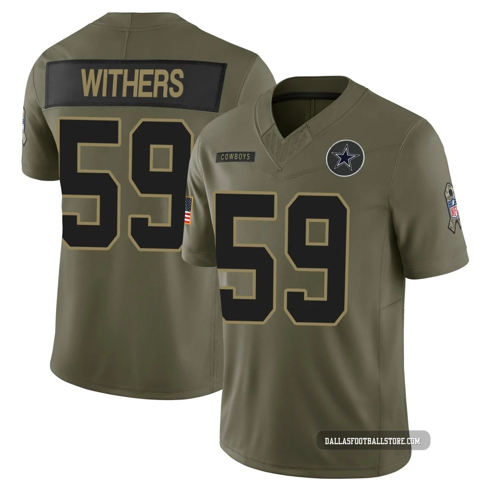 D.J. Withers Dallas Cowboys ＃59 Limited Youth Olive 2025 Salute to Service Jersey