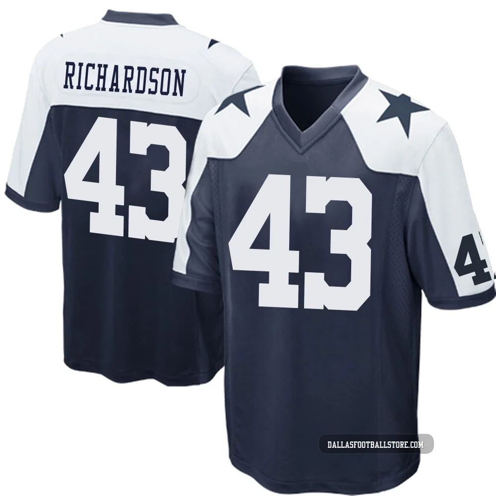 Dominic Richardson Dallas Cowboys ＃43 Game Men's Navy Blue Throwback Jersey