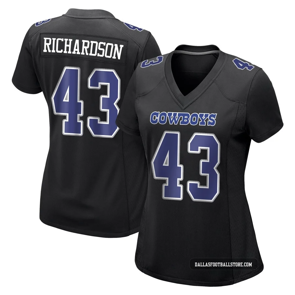 Dominic Richardson Dallas Cowboys ＃43 Game Women's Black Carbon Fashion Jersey