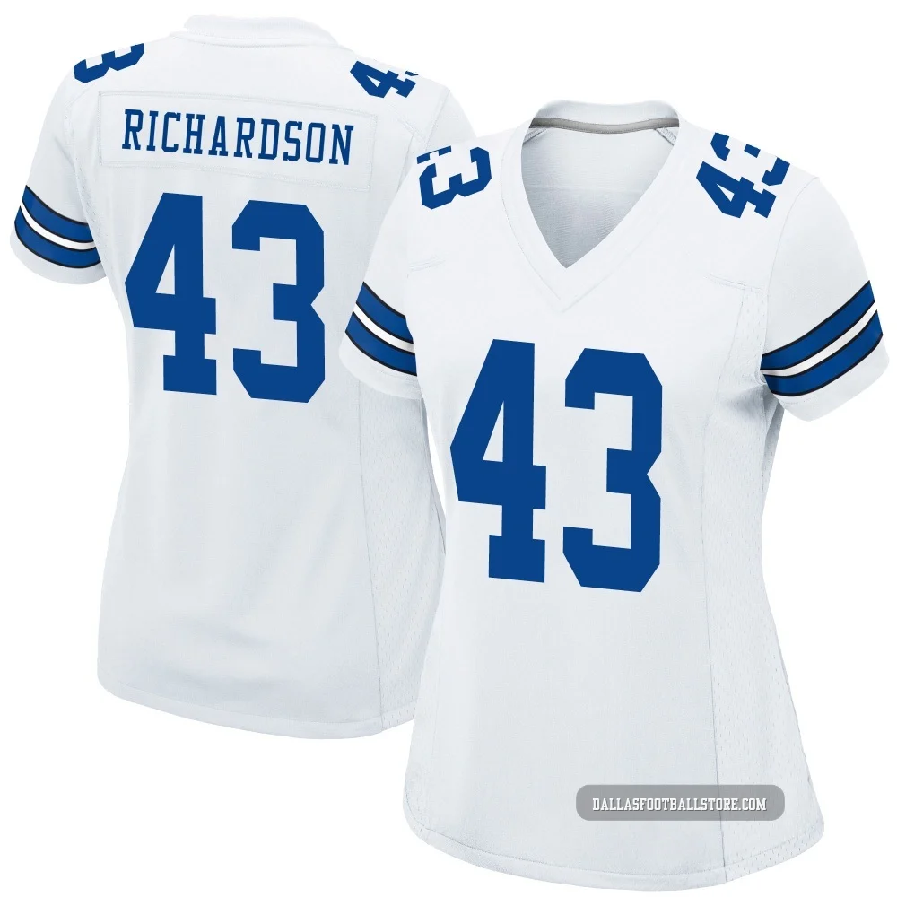 Dominic Richardson Dallas Cowboys ＃43 Game Women's White Jersey