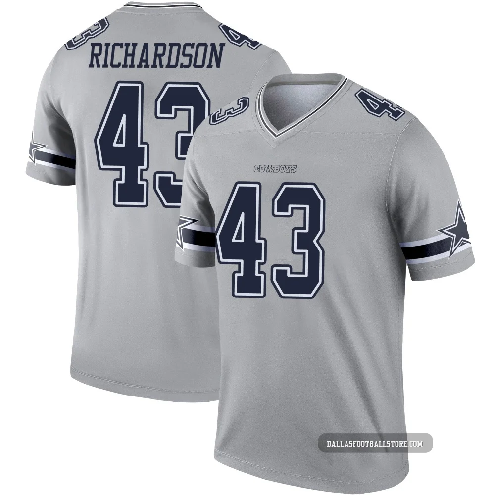 Dominic Richardson Dallas Cowboys ＃43 Legend Men's Gray Inverted Jersey