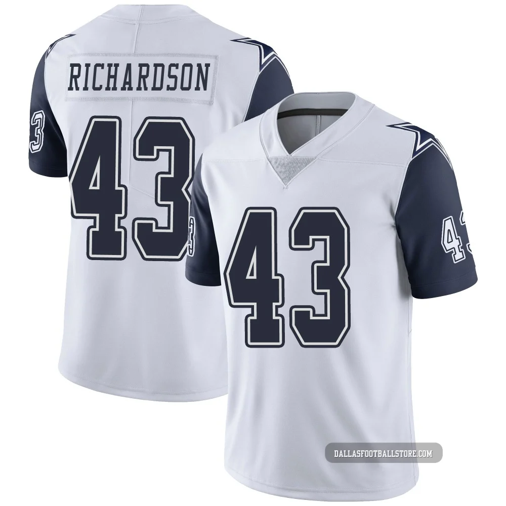 Dominic Richardson Dallas Cowboys ＃43 Limited Men's White Color Rush Vapor Untouchable Jersey