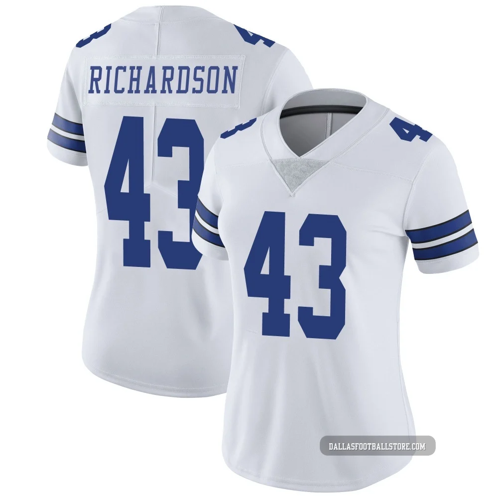 Dominic Richardson Dallas Cowboys ＃43 Limited Women's White Vapor Untouchable Jersey