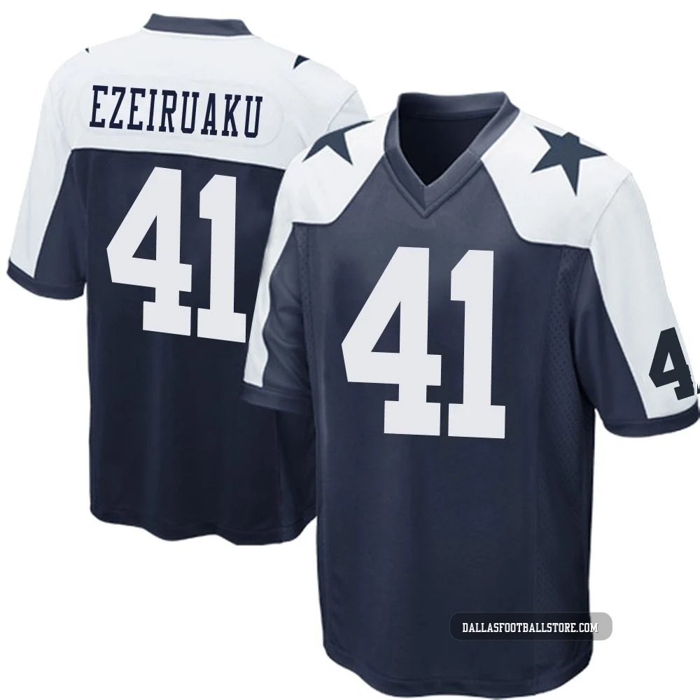 Donovan Ezeiruaku Dallas Cowboys ＃41 Game Men's Navy Blue Throwback Jersey