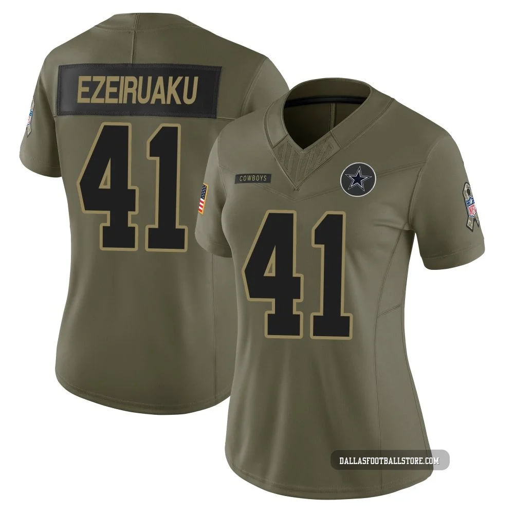 Donovan Ezeiruaku Dallas Cowboys ＃41 Limited Women's Olive 2025 Salute to Service Jersey